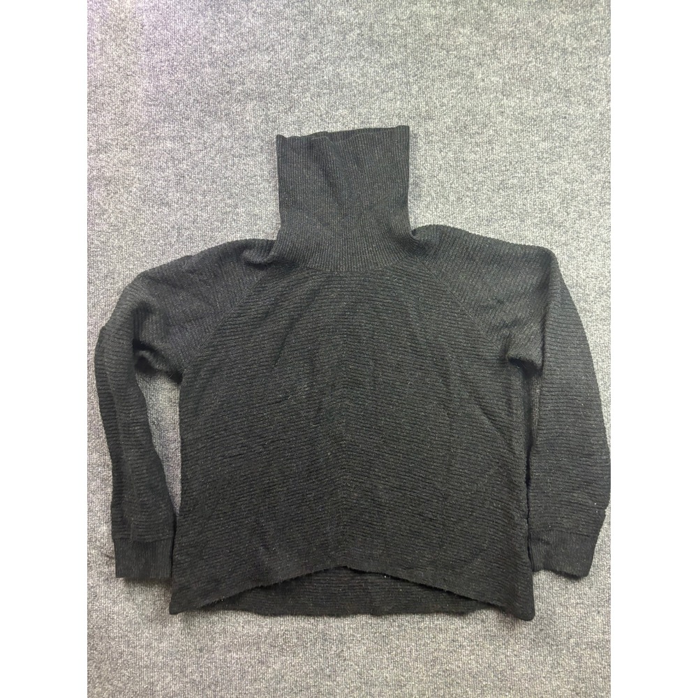 KUHL Turtleneck Sweater Womens Large Gray‎ Ribbed Merino Wool Blend Raglan
